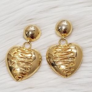 Vintage large heart statement earrings